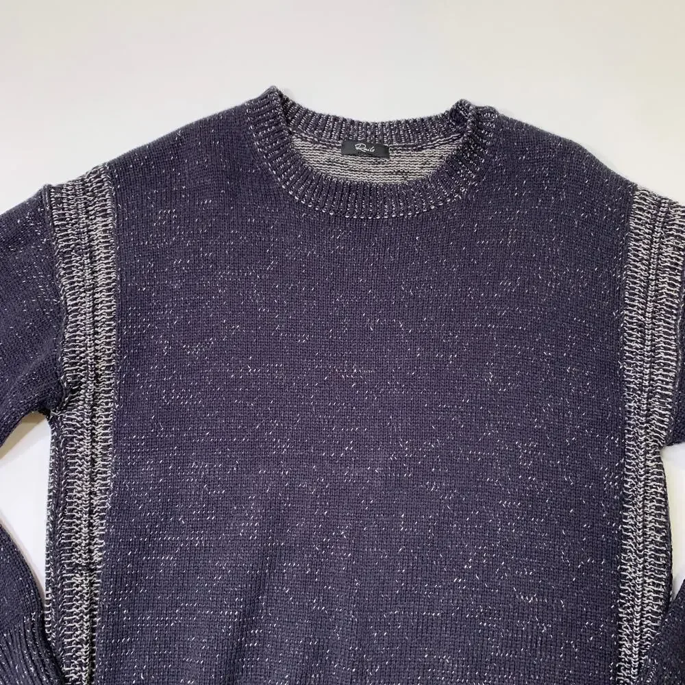 Rails Sweater Mens L Large Slim Navy Bryce‎ Textured Marled Knit Cotton Acrylic